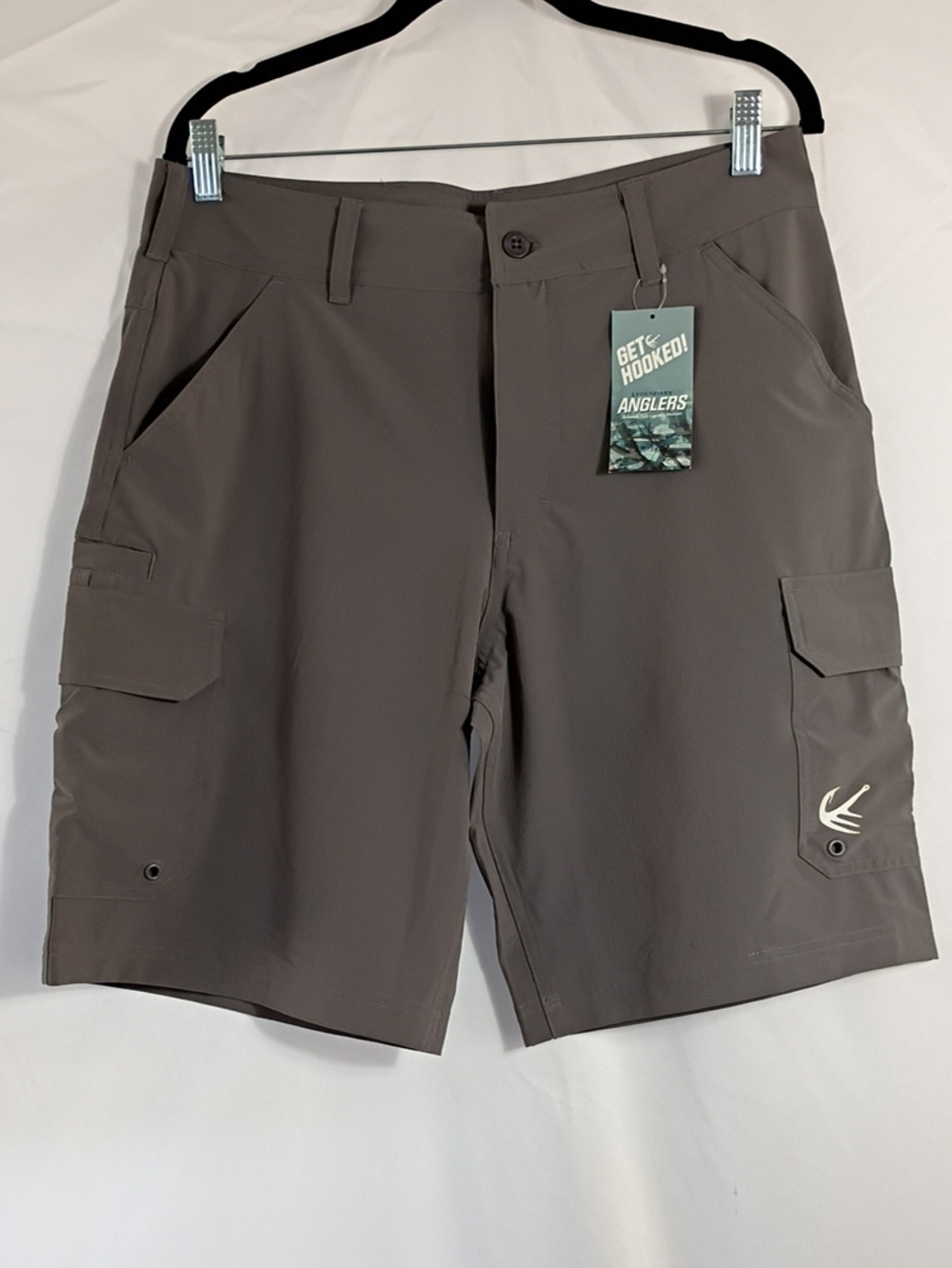 NWT Legendary Anglers Mens Rocky Point Tornado Gray Cargo Shorts Size 32 Summer